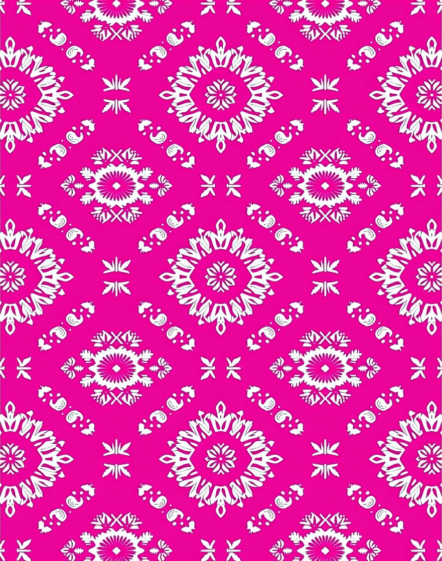 Hot Pink White Medallion Paisley Rug