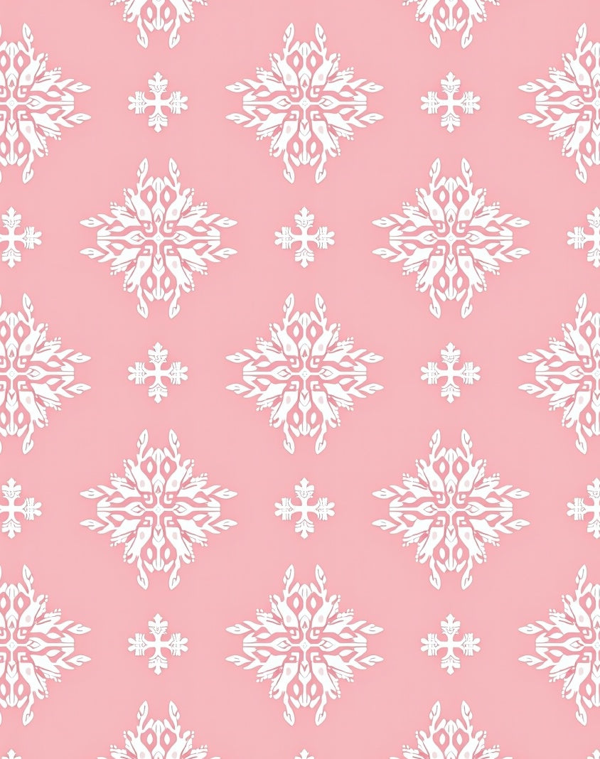 Coral Pink White Floral Medallion Rug