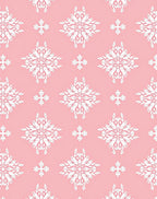 Coral Pink White Floral Medallion Rug