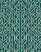 Deep Green Abstract Interlocking Lines Rug