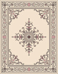 Elegant Cream Pink Floral Scroll Rug