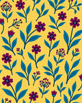 Deep Purple Floral Medallion Yellow Rug