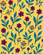 Deep Purple Floral Medallion Yellow Rug