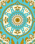 Gold Turquoise Floral Medallion Harmony Rug