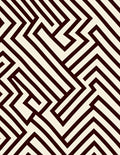 Cream and Dark Red Geometric Maze Rug