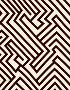 Cream and Dark Red Geometric Maze Rug