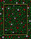 Festive Red White Green Floral Snowflakes Rug
