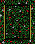 Festive Red White Green Floral Snowflakes Rug