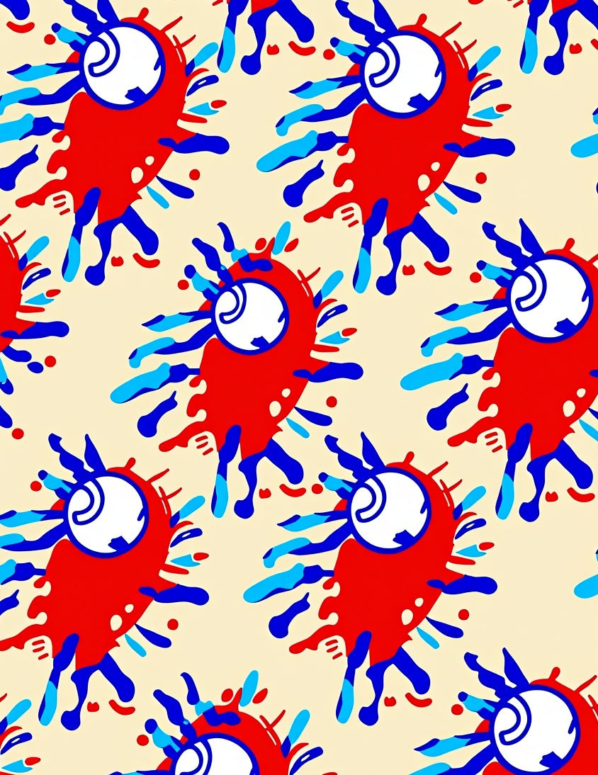 Whimsical Red Alien Splash Rug