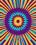 Vibrant Psychedelic Sunburst Medallion Rug