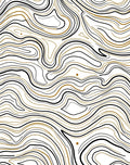 Abstract Black Gold Contour Flow Rug