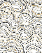 Abstract Black Gold Contour Flow Rug