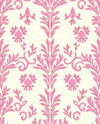 Sweet Pink Floral Damask Oval Rug