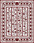 Ornate Burgundy Floral Vine Panels Rug