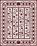 Ornate Burgundy Floral Vine Panels Rug