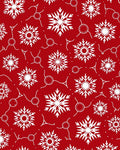 Crimson White Snowflakes Scattered Repeating Rug
