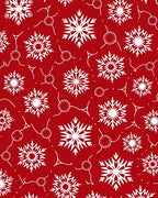 Crimson White Snowflakes Scattered Repeating Rug