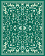 Emerald Green Floral Medallion Rug