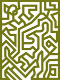 Olive Green Abstract Interlocking Maze Rug