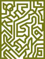 Olive Green Abstract Interlocking Maze Rug