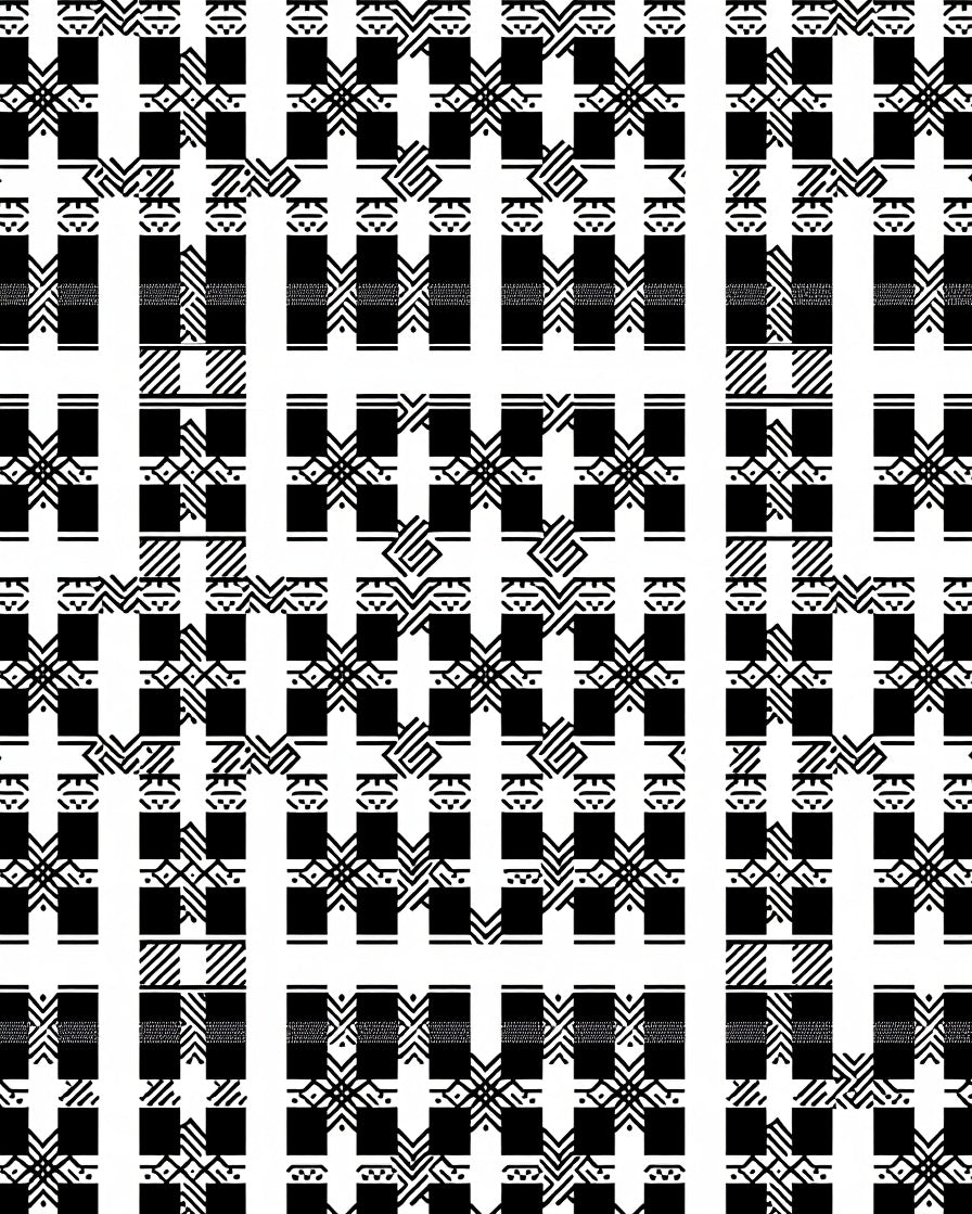 Monochrome Geometric Square Interlock Rug