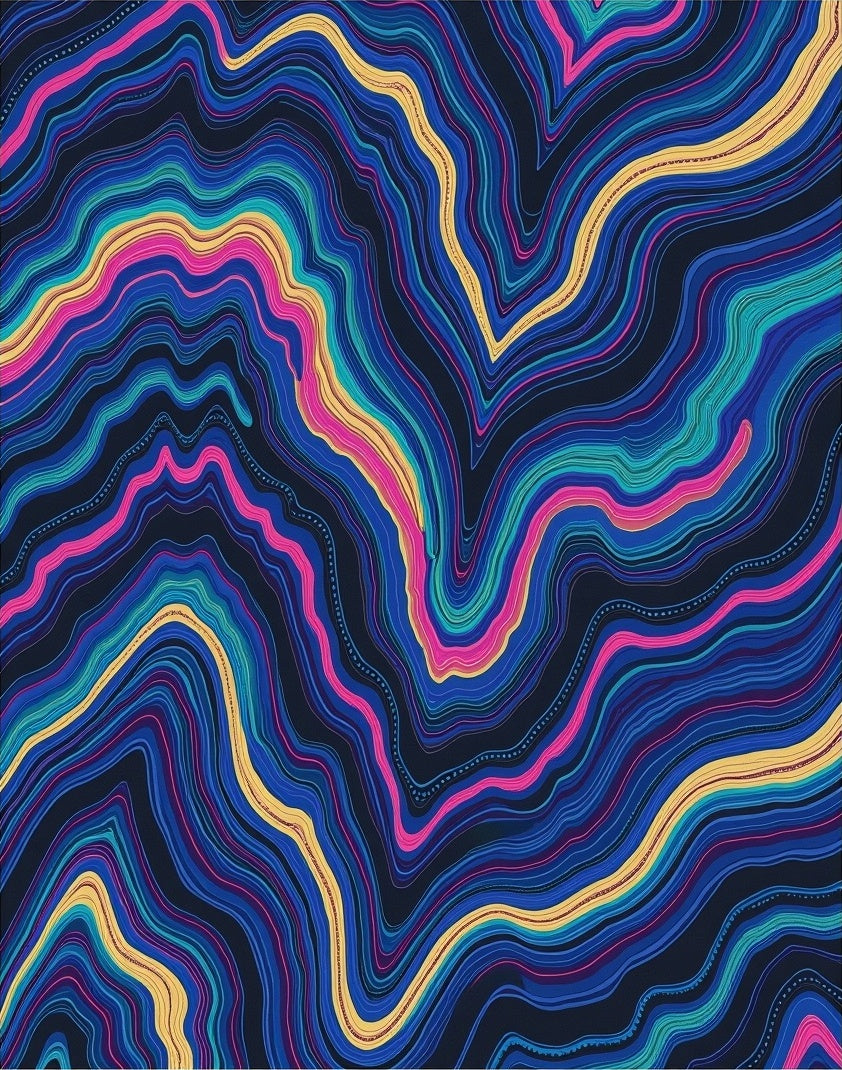 Vibrant Psychedelic Wavy Stripe Rug