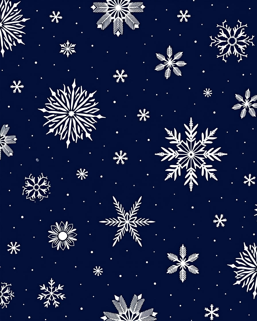 Navy White Snowflake Winter Rug