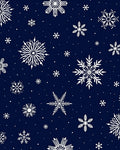 Navy White Snowflake Winter Rug