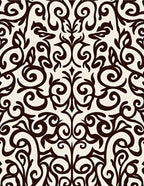Dark Brown Colonial Scrollwork Ivory Rug