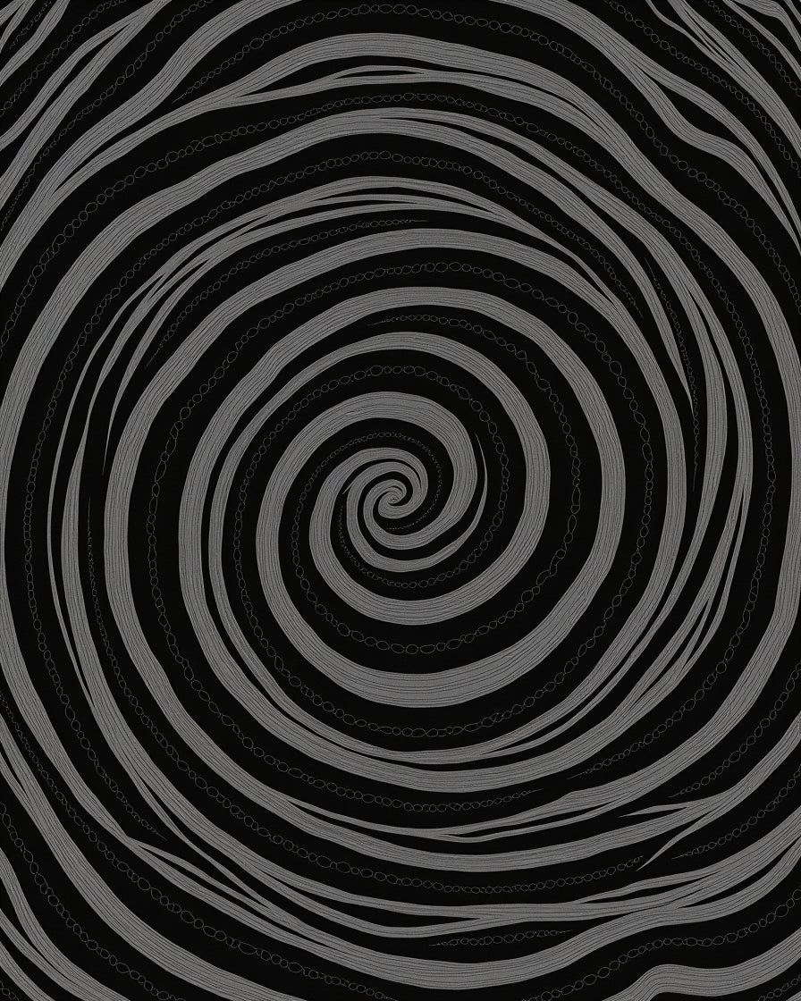 Deep Gray Swirling Chain Effect Rug