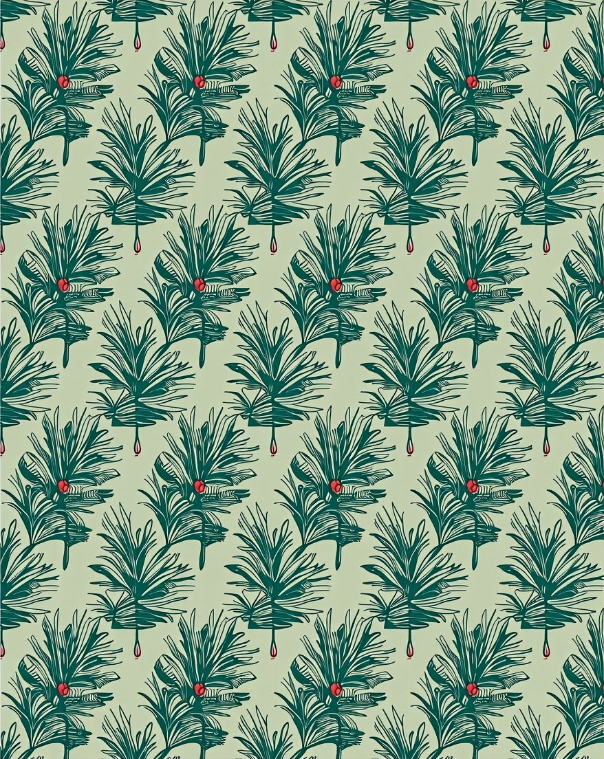 Evergreen Sprig Red Berry Repeat Rug