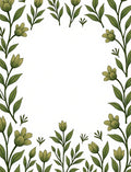 Green Floral Vine Border Rug