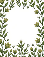 Green Floral Vine Border Rug