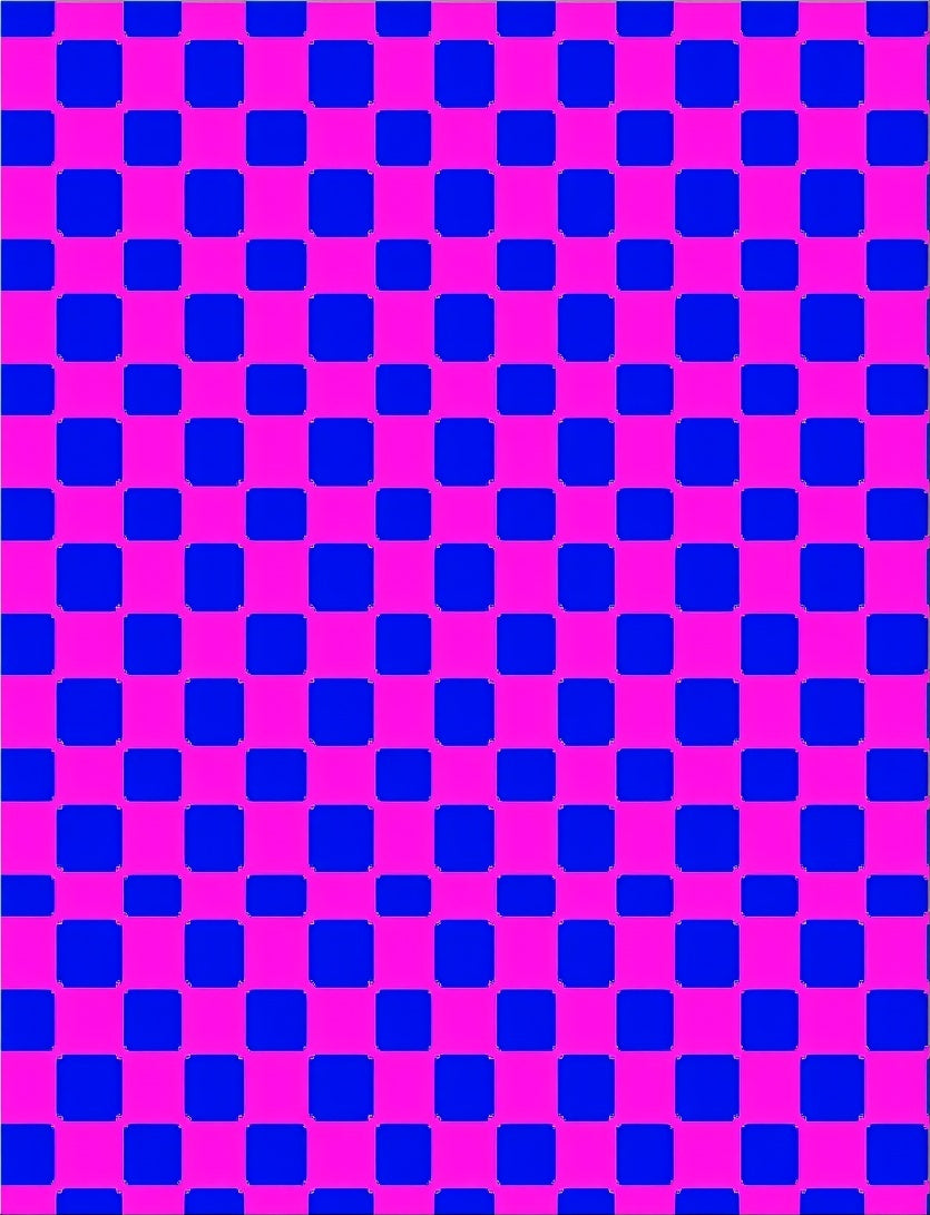 Vibrant Pink Blue Checkerboard Square Rug