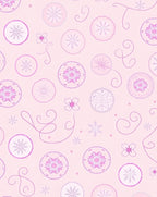 Soft Pink Snowflake Medallions Swirls Rug