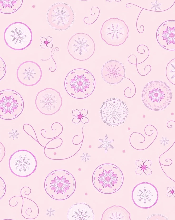 Soft Pink Snowflake Medallions Swirls Rug
