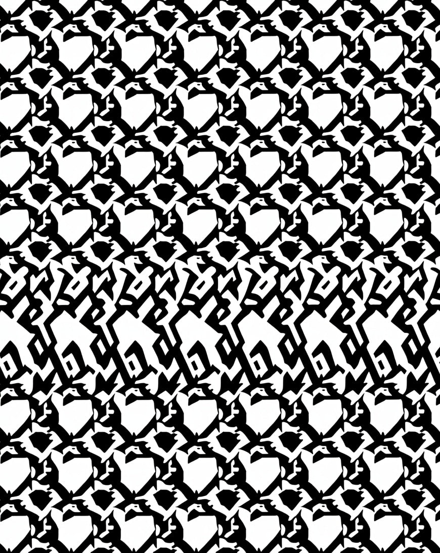 Abstract Penguin Black White Composition Rug