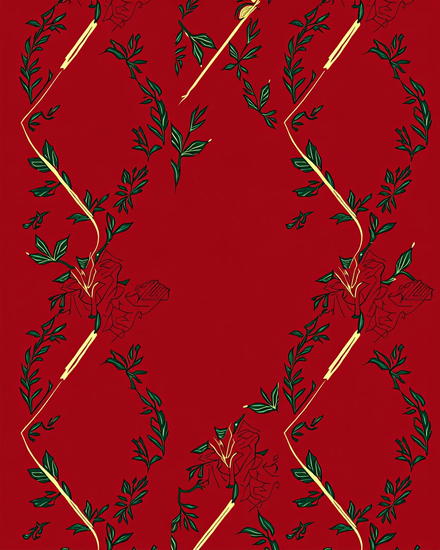 Crimson Vine Floral Sketch Rug