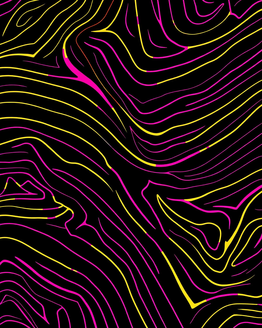 Vibrant Yellow Pink Wavy Lines Rug