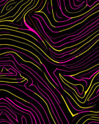 Vibrant Yellow Pink Wavy Lines Rug