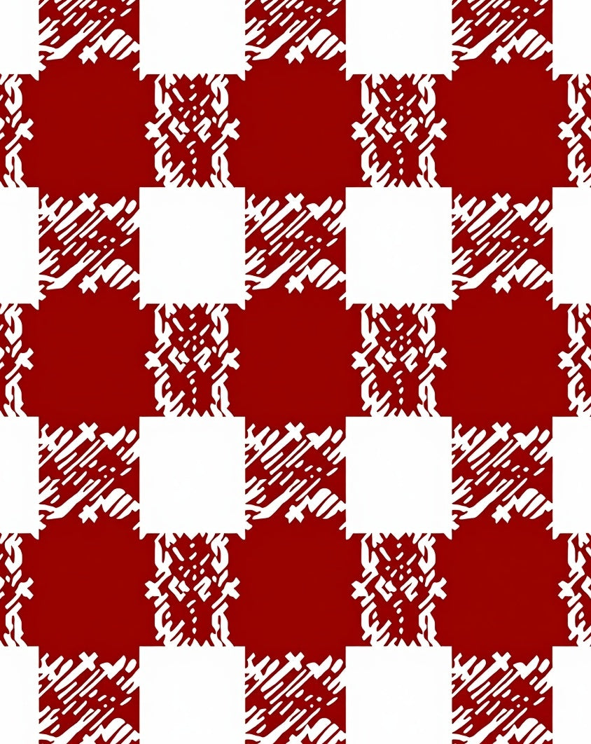 Red White Textured Gingham Checker Rug