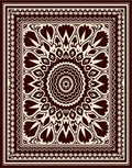 Deep Burgundy Floral Medallion Rug