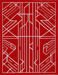 Crimson White Geometric Art Deco Rug