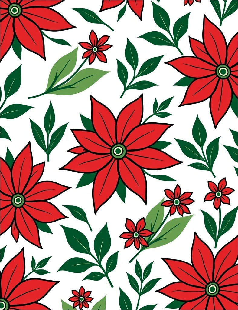 Vibrant Red Green Floral Bloom Rug