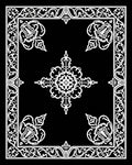 White Floral Scroll Border Medallion Rug