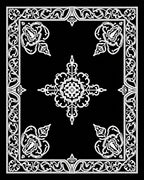 White Floral Scroll Border Medallion Rug