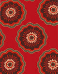 Red Floral Medallion Sunburst Arrangement Rug