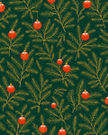 Green Pine Garland Red Ornament Rug