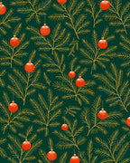 Green Pine Garland Red Ornament Rug