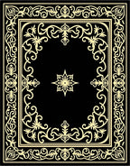 Ornate Golden Floral Frame Medallion Rug